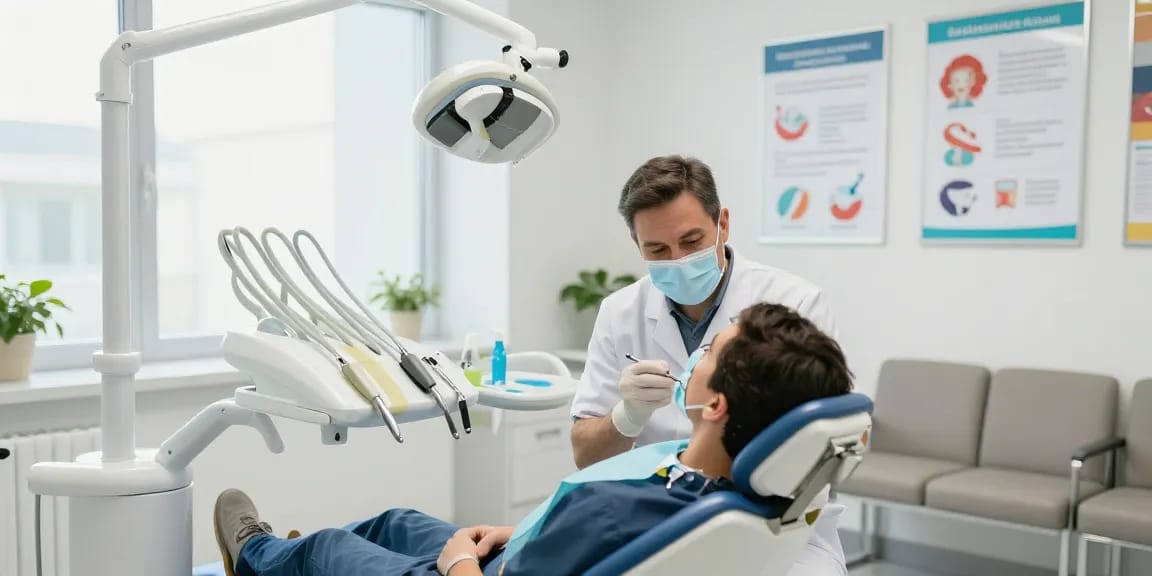 Professional dentist examining a patient in a modern office addressing Dental Malpractice in Turkey.