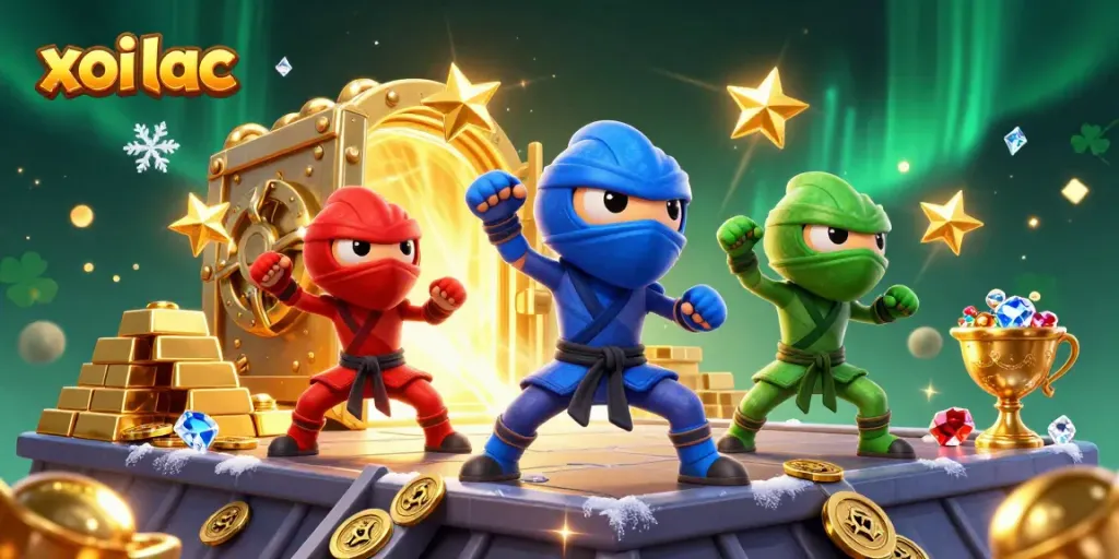 Engage in thrilling bets at xoi lac, a vibrant scene with chameleons in action and treasure.