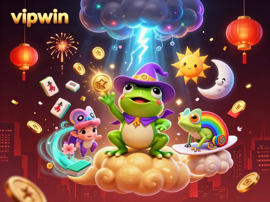 Experience gaming adventure with VIPWIN's golden storm of rewards and vibrant characters.