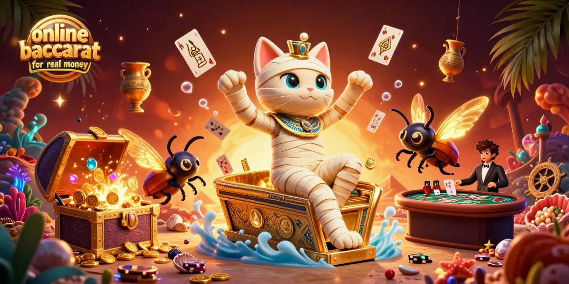 Engage in online baccarat for real money with our vibrant 3D casino scene featuring unique characters.