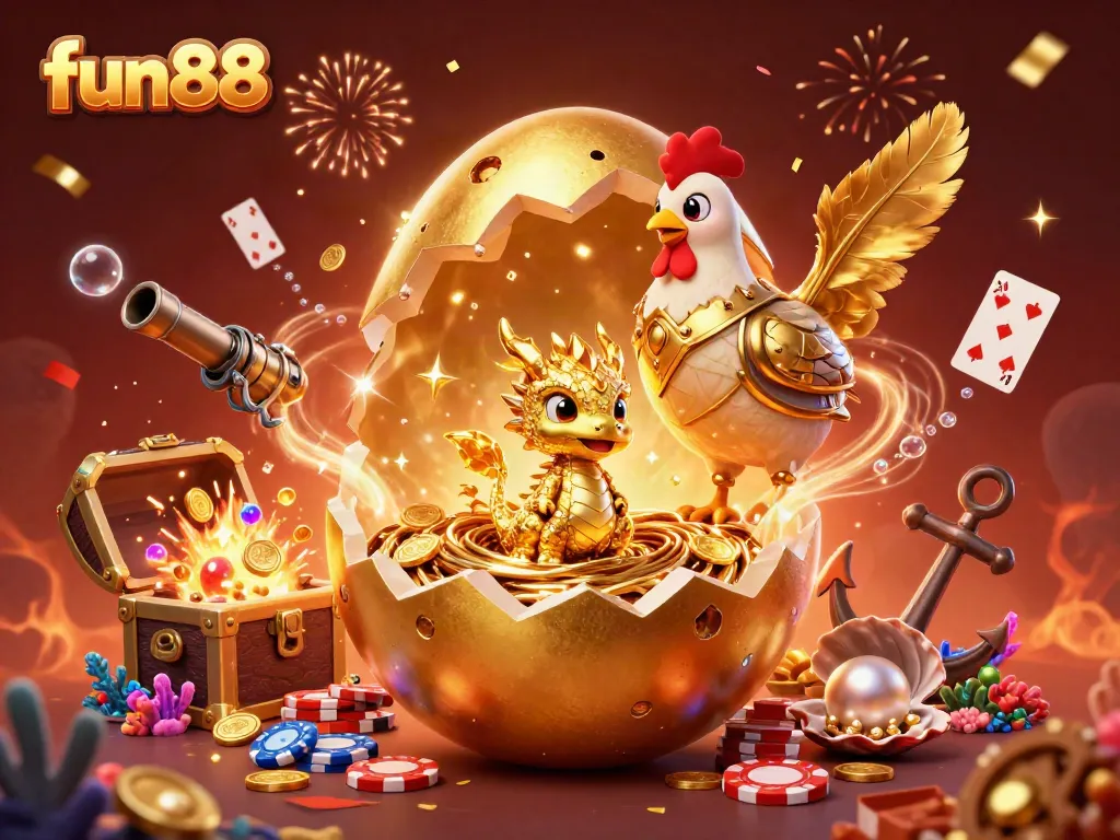 Experience thrilling adventures with fun88 in this vibrant casino-themed illustration.