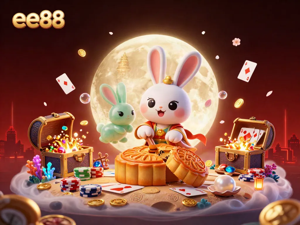 Engage in exciting gameplay at ee88 with vibrant poker elements and a whimsical moon scene.