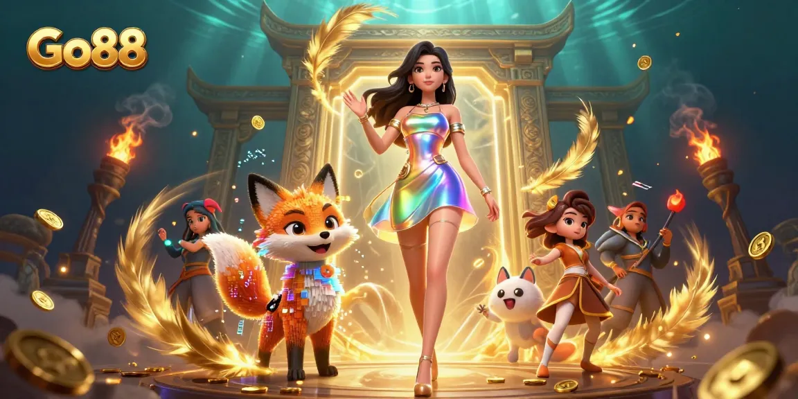Experience thrilling gameplay on Go88 with vibrant casino elements and dynamic characters.