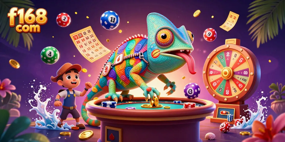 Experience excitement at f168 com with vibrant chameleon casino owner and dynamic gaming elements.