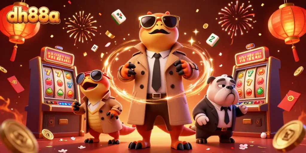 Experience the excitement of dh88a casino with a whimsical scene featuring raptors in disguise.