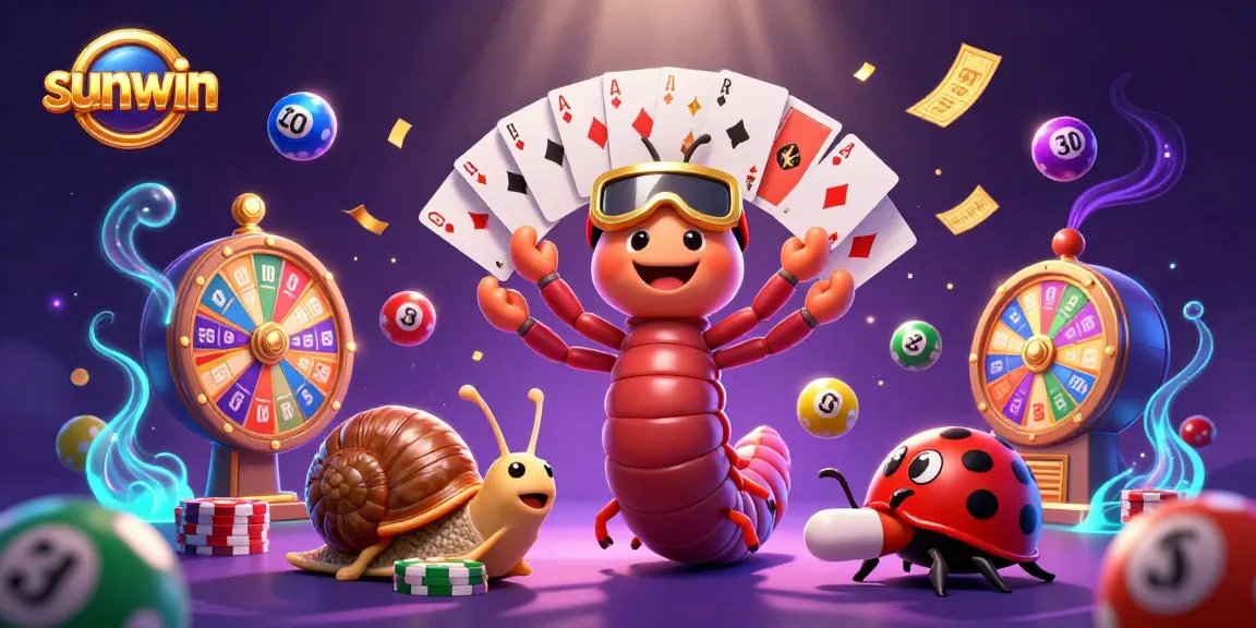 Experience the excitement of sunwin with a vibrant 3D scene featuring a millipede dealer and high-roller snail.