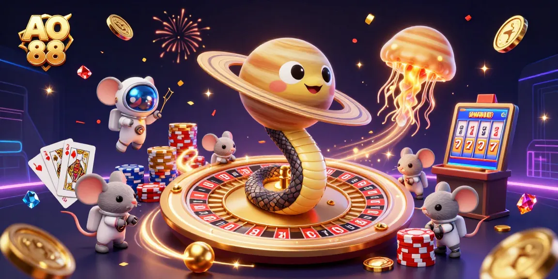 Place bets with AO 88 as astronaut mice engage in roulette on Saturn rings.