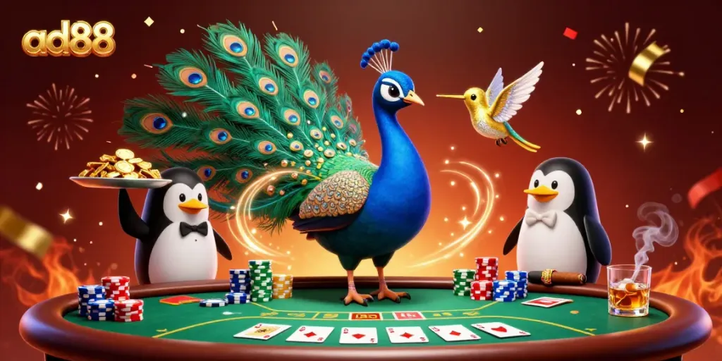 Engage in the thrilling actions of ad88 casino with vibrant characters and dynamic poker elements.