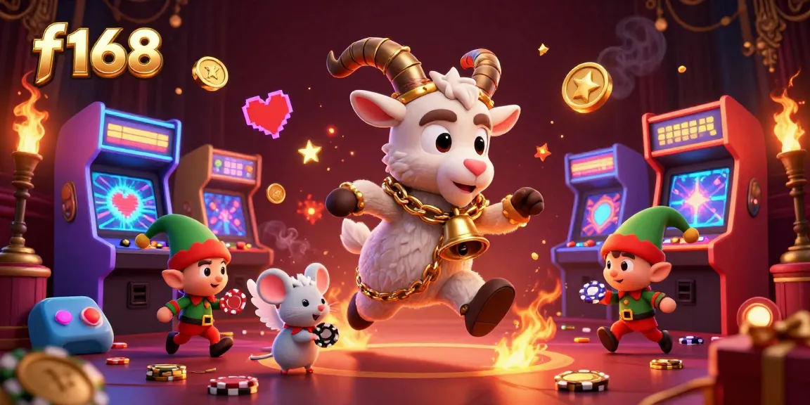 Experience the festive chaos of f168 as cartoon characters steal chips in a vibrant casino scene.