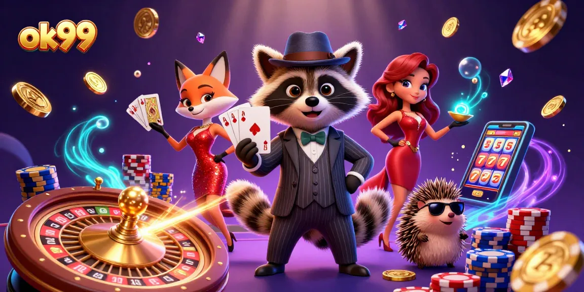 ok99 offers thrilling casino action with winning characters and rich rewards in a vibrant scene.