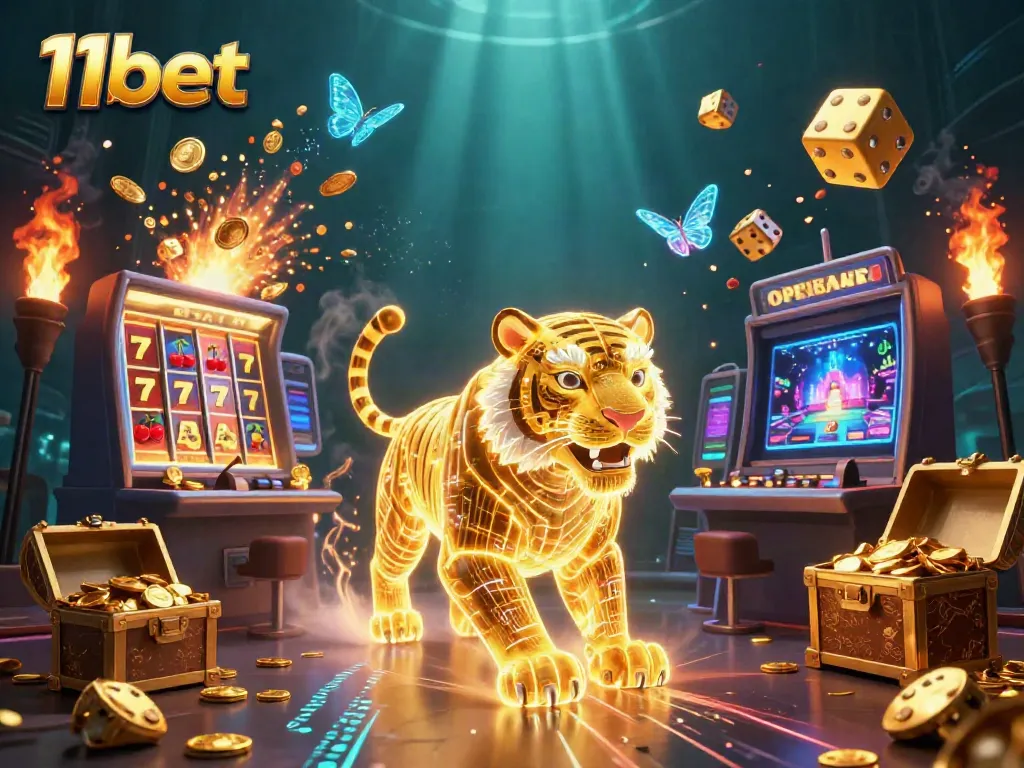 Engage in thrilling gaming action at 11bet with golden tiger and slot machine adventure.