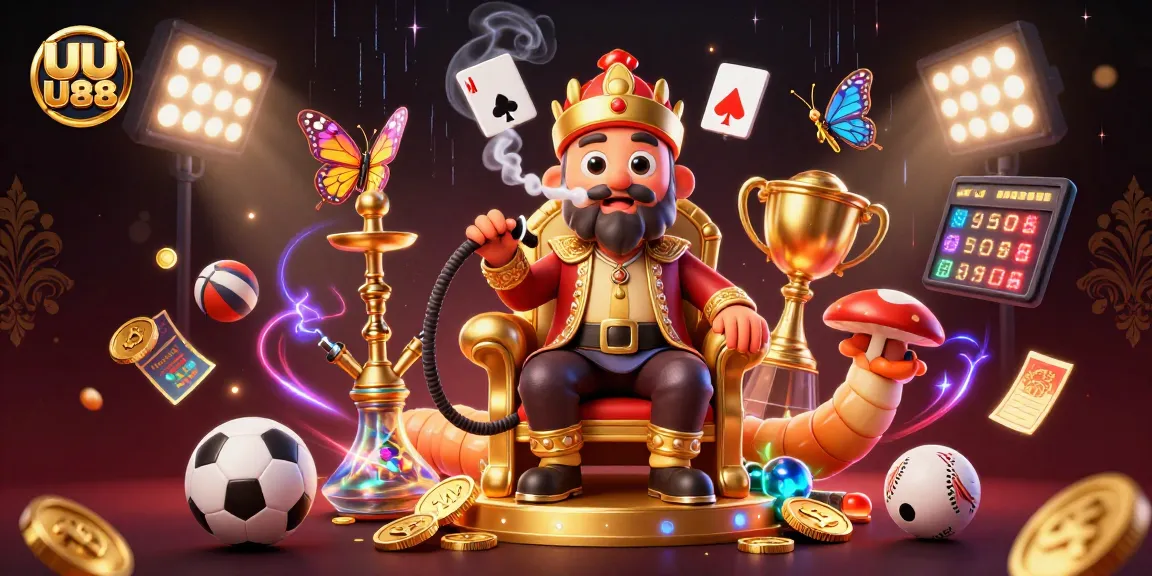 UU88 delivers sports betting excitement with a vibrant 3D casino illustration showcasing dynamic game elements.