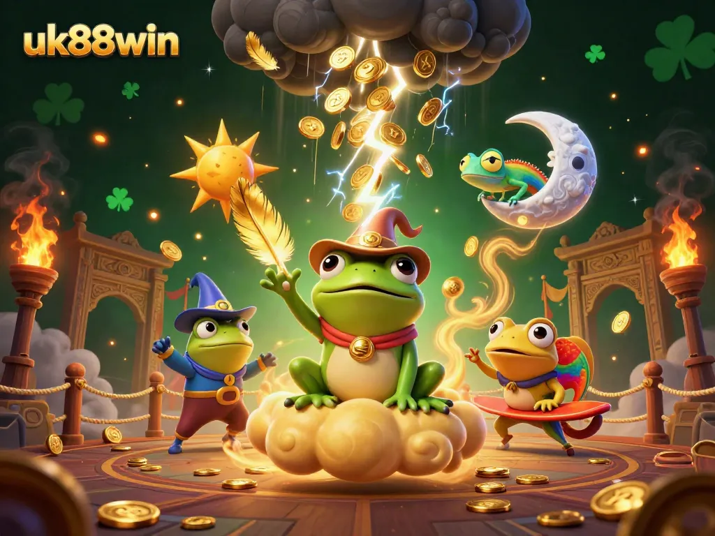 Engage in thrilling gameplay at uk88win with a vibrant illustration of lucky elements and fearless characters.