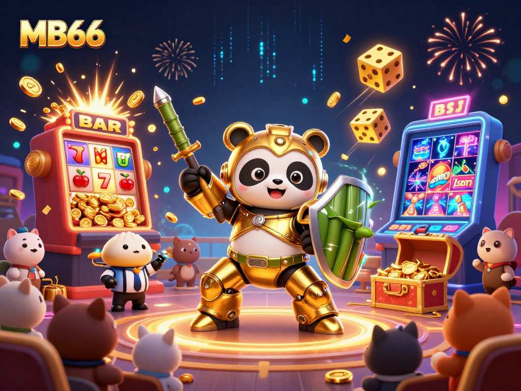 Engage in thrilling gameplay at MB66 with a vibrant scene showcasing casino excitement and jackpot victories.