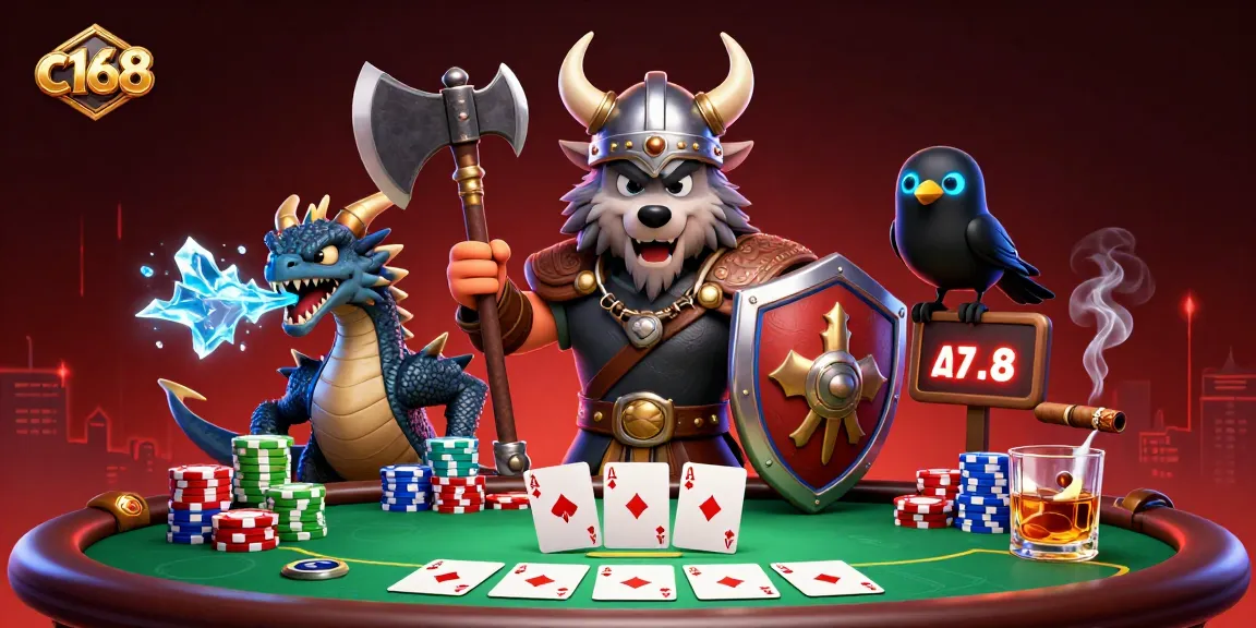 Experience thrilling poker action with c168 at a vibrant casino-themed scene.