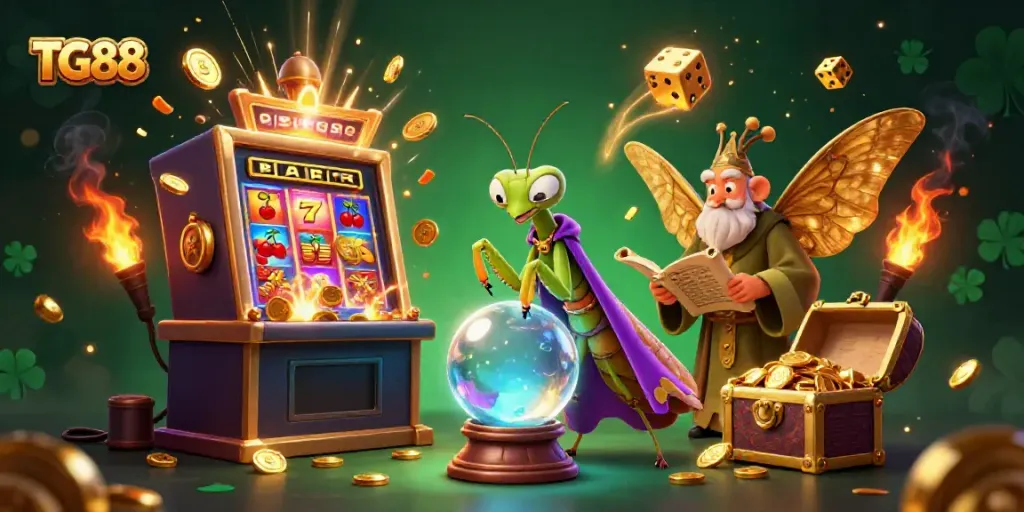 Experience magic at TG88 with a 3D illustration featuring fortune tellers and casino excitement.