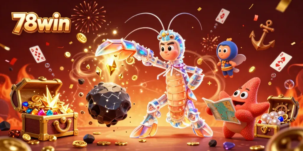 Engage in thrilling gameplay at 78win casino with dynamic characters, gold coins, and colorful gems.