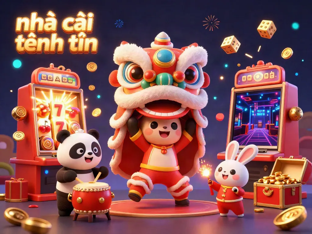Experience thrilling gameplay at nhà cái tặng tiền with dynamic slot machines and festive characters.