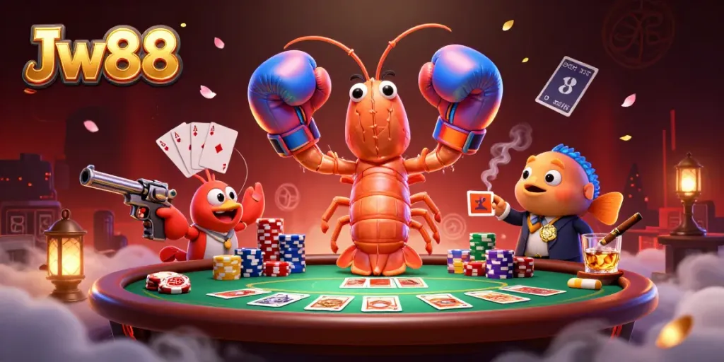 Engage with the exciting world of Jw88 casino featuring vibrant characters and dynamic poker action.