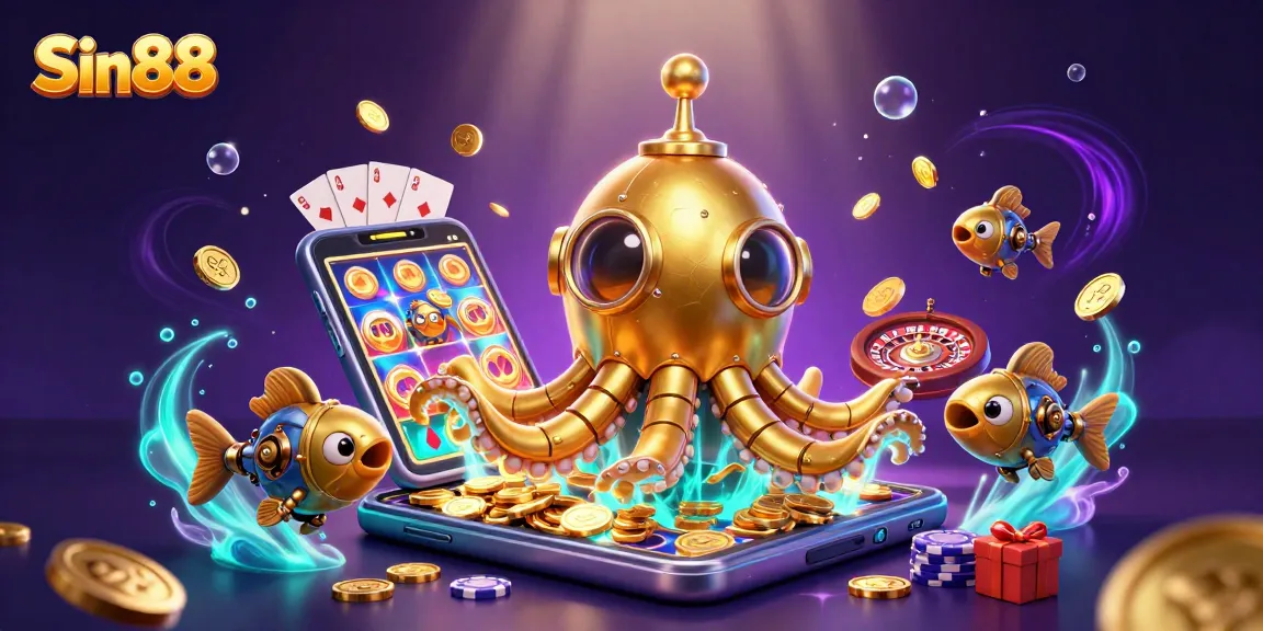 Play thrilling games at Sin88 featuring a 3D kraken submarine and exciting slot action.