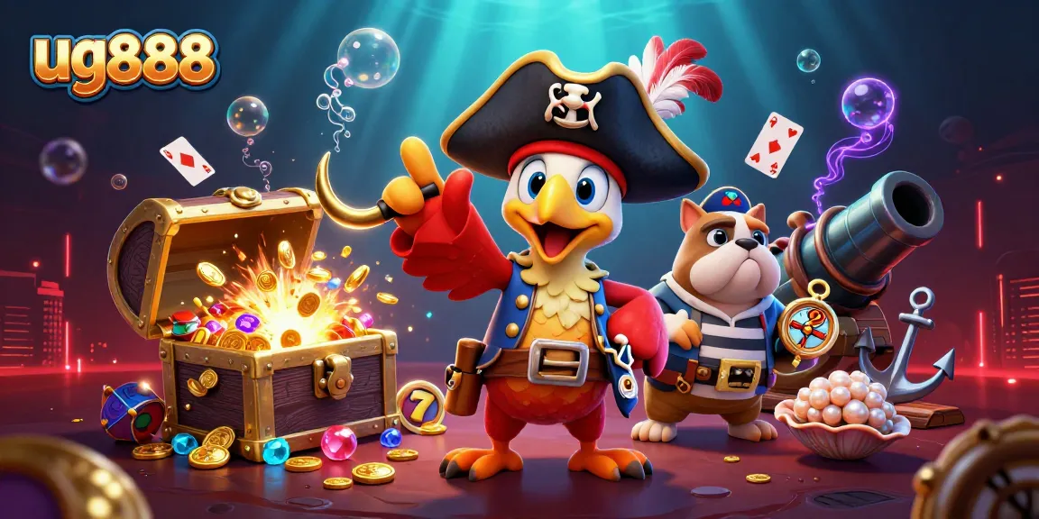 Engage in exciting gameplay at ug888 with a vibrant pirate-themed casino adventure illustration.