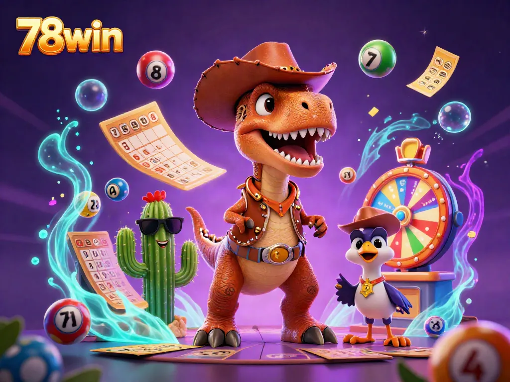 Experience thrilling gameplay at 78win with vibrant lottery balls and dynamic prizes illustrated.