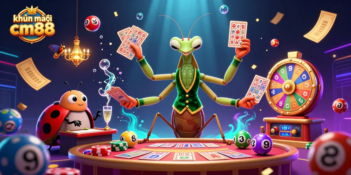Join the excitement with khuyến mãi cm88, where a giant praying mantis and ladybug pit boss engage in dynamic casino action.