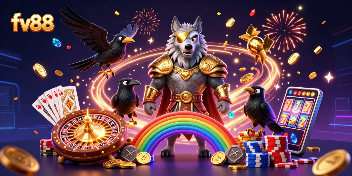 Experience thrilling gameplay at fv88 with our vibrant 3D illustration, showcasing action-packed casino elements.