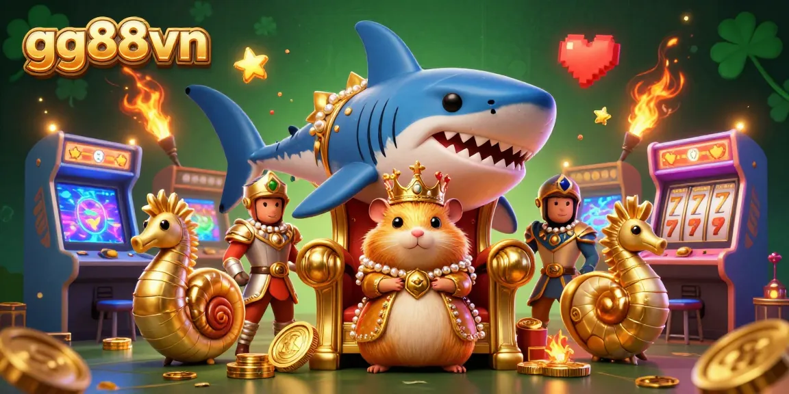 Spin and win at gg88vn with vibrant, thrilling casino-themed characters and arcade elements.
