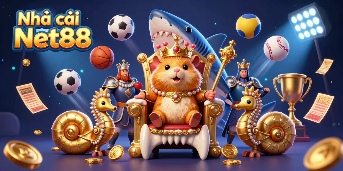 Engage in thrilling adventures with Nhà cái Net88's king hamster ruling over dynamic sports betting elements.
