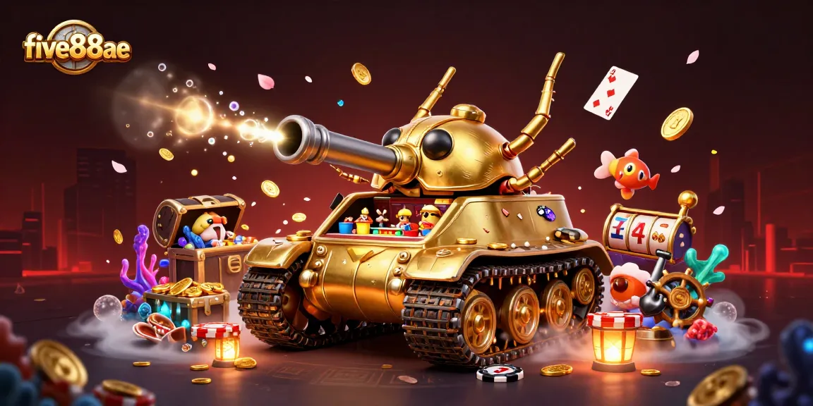 Experience thrilling gaming action at five88ae with a vibrant casino adventure inside a cartoon golden beetle tank.