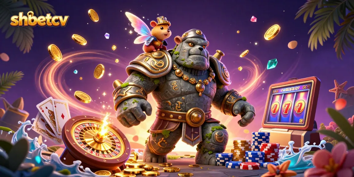 Experience excitement at shbetcv with a vibrant 3D gambling scene featuring magical characters and casino elements.